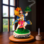 Front view of Hanuman idol holding Sanjeevani Parvat and Gada – devotional pooja showpiece