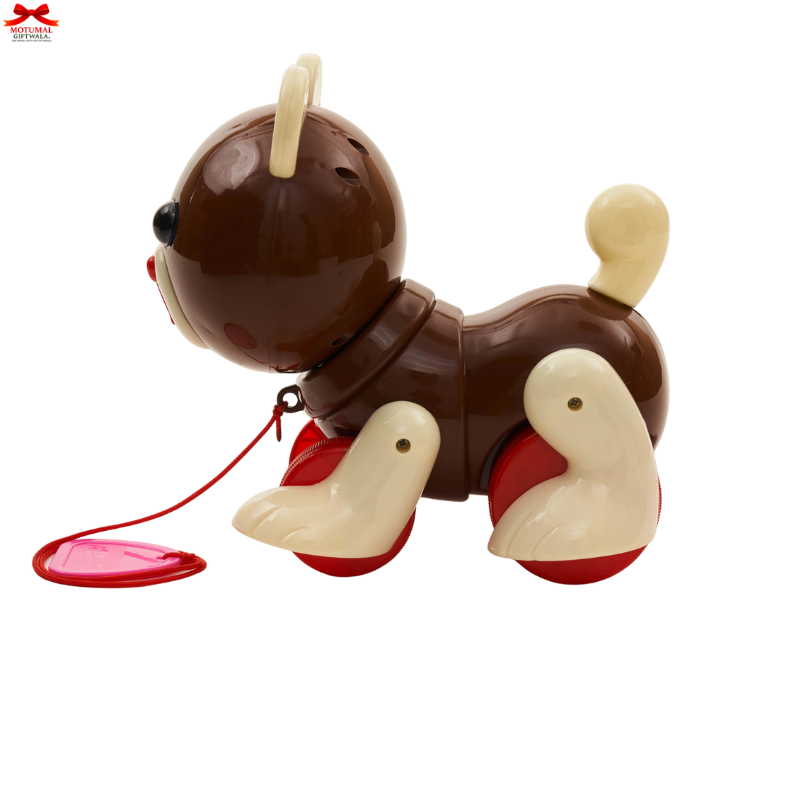 Toy dog with a red heart on a white background