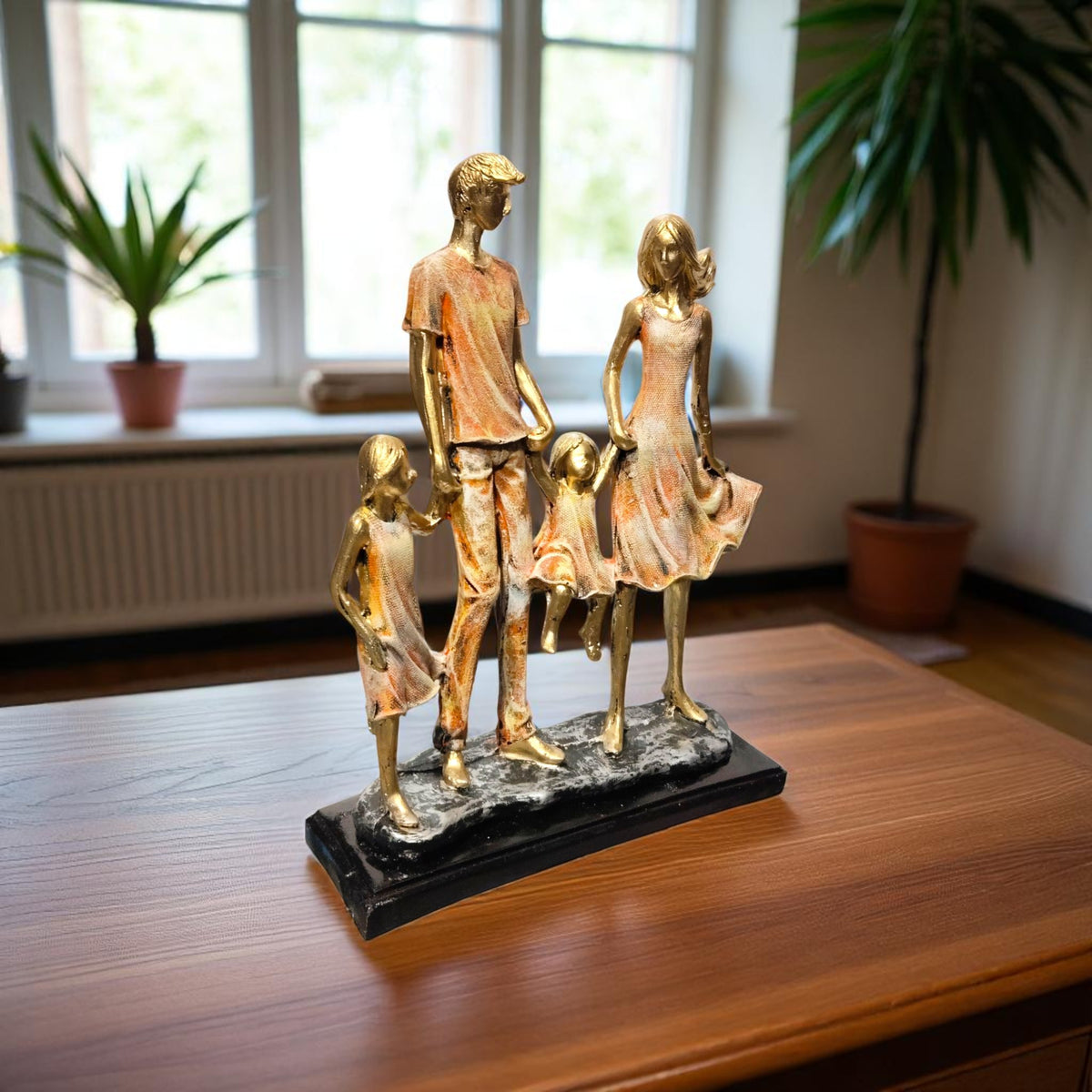 "Walk of Togetherness – Emotional Family Resin Showpiece with Painted Texture"