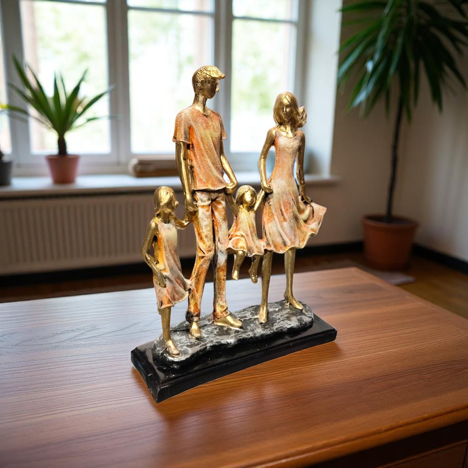 "Walk of Togetherness – Emotional Family Resin Showpiece with Painted Texture"