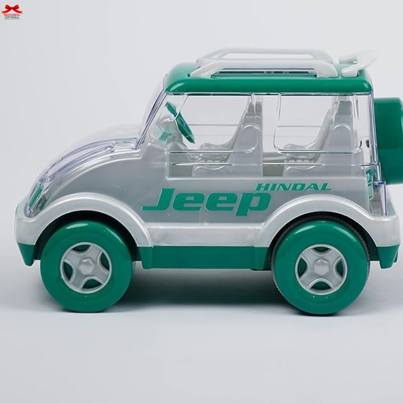 Toy car with 'Jeep' branding on a white background