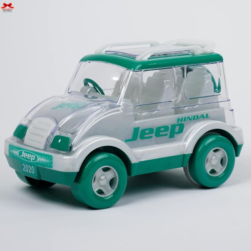 Toy car with Jeep branding on a white background