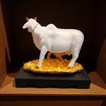 ull view of Hindu Kamdhenu cow and calf showpiece for gifting