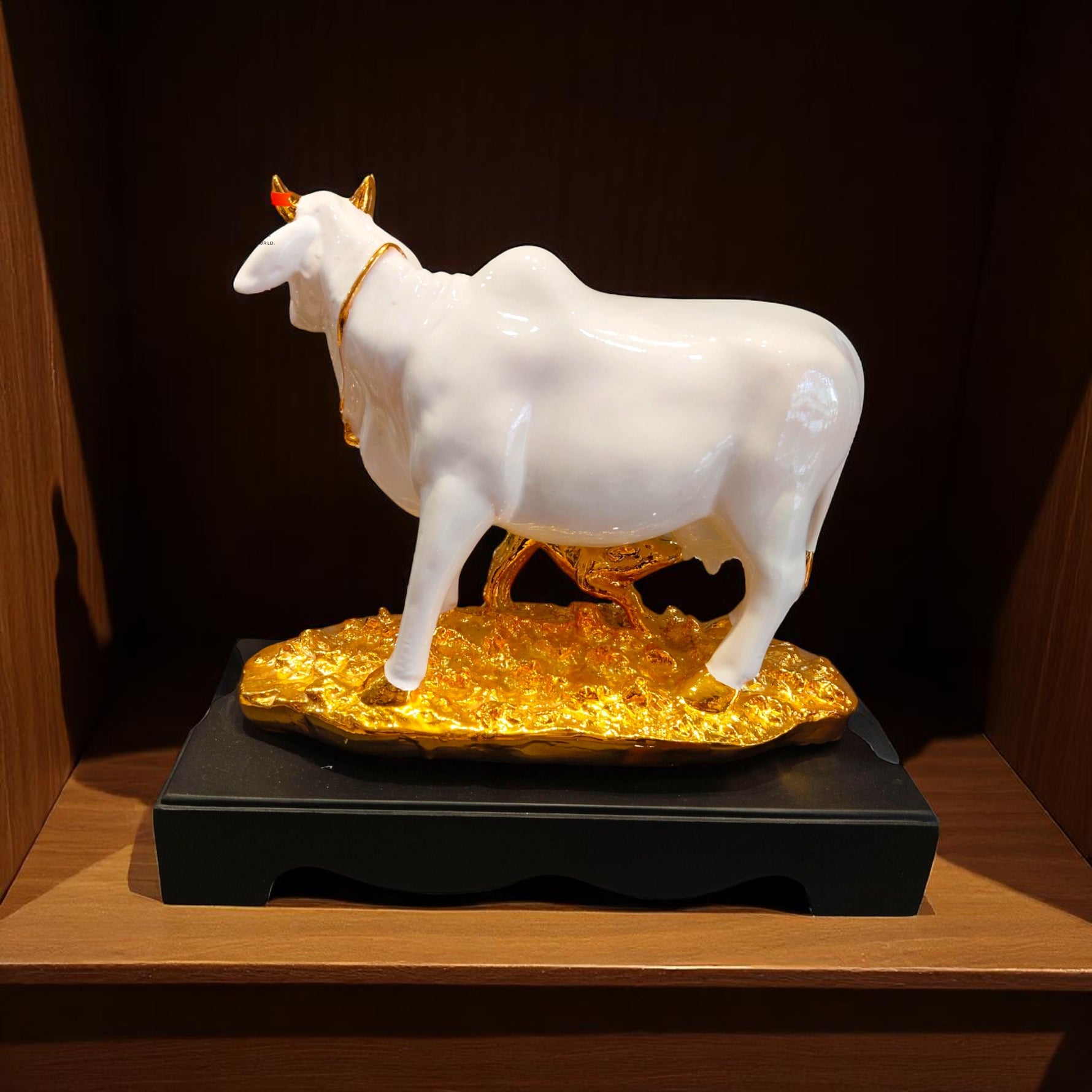 ull view of Hindu Kamdhenu cow and calf showpiece for gifting