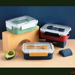 Three colorful food containers with lids on a beige surface and blue background