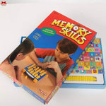 Board game box titled 'Memory Skills' with two children playing on a white background