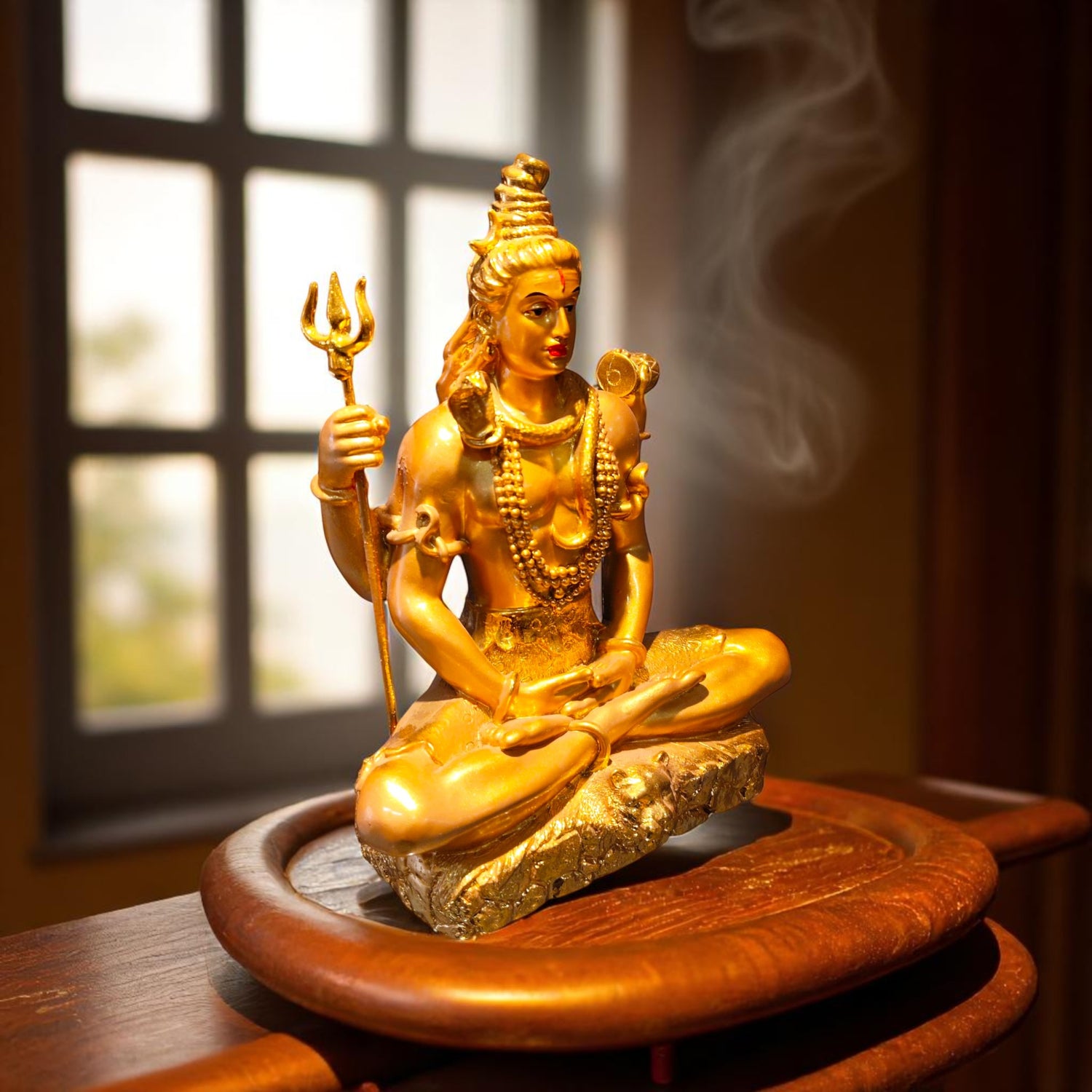  Side view of Mahadev idol seated in yogic posture – spiritual and serene design