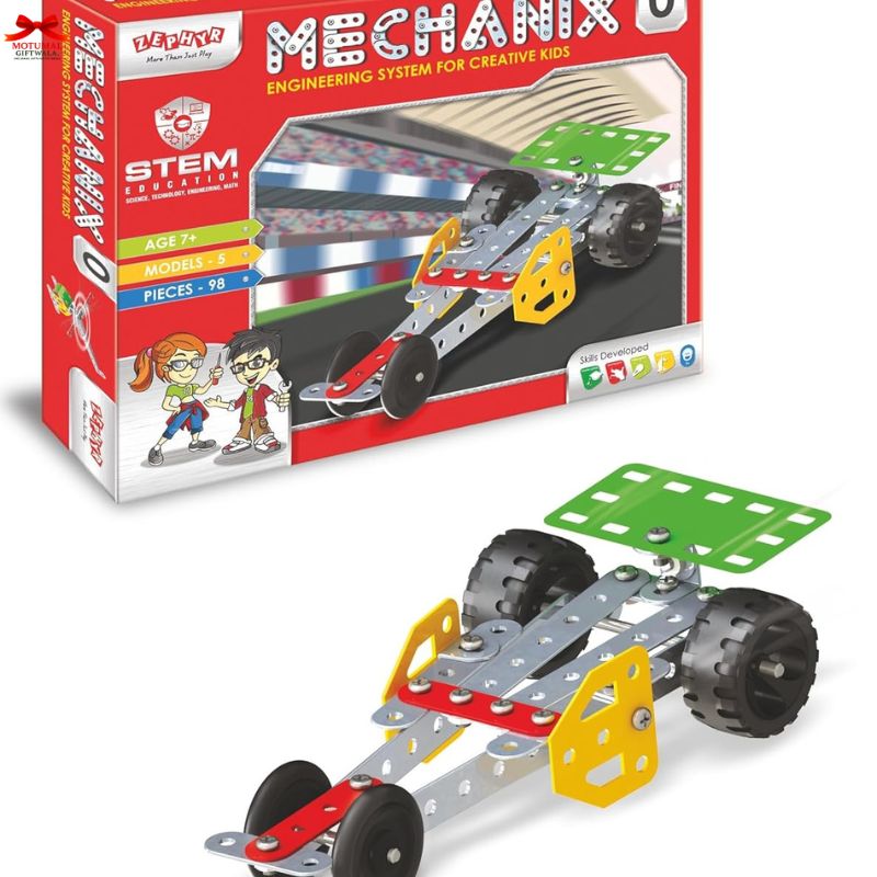 Mechanix STEM education toy set with packaging on a white background
