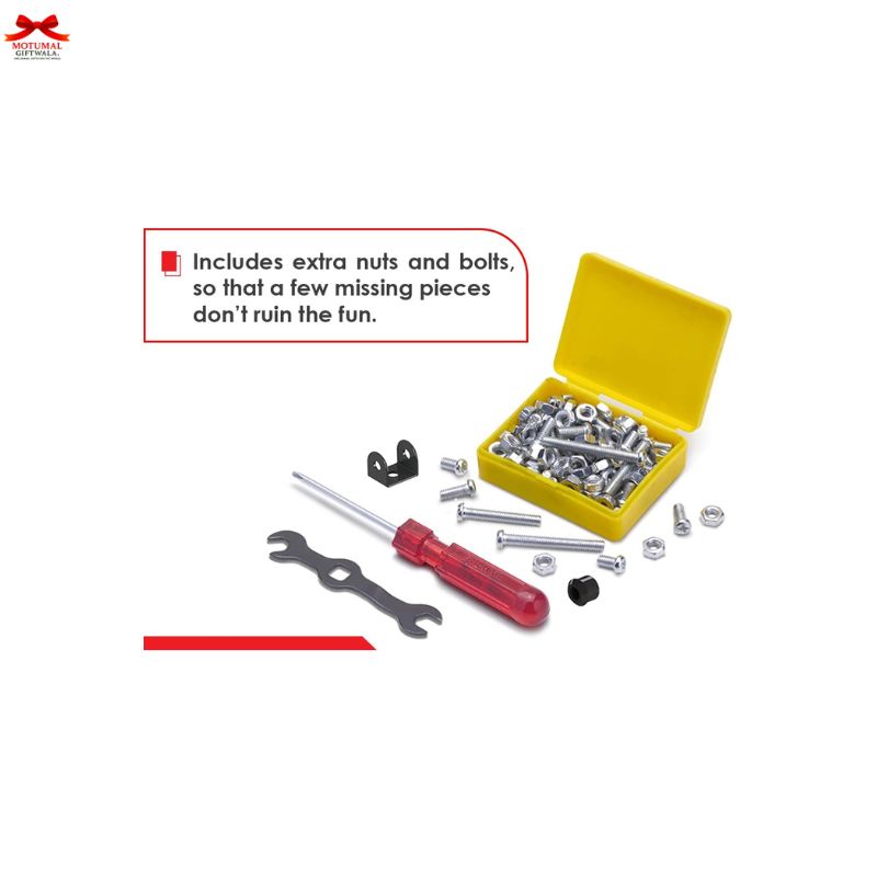 Yellow toolbox with screws, nuts, and tools on a white background