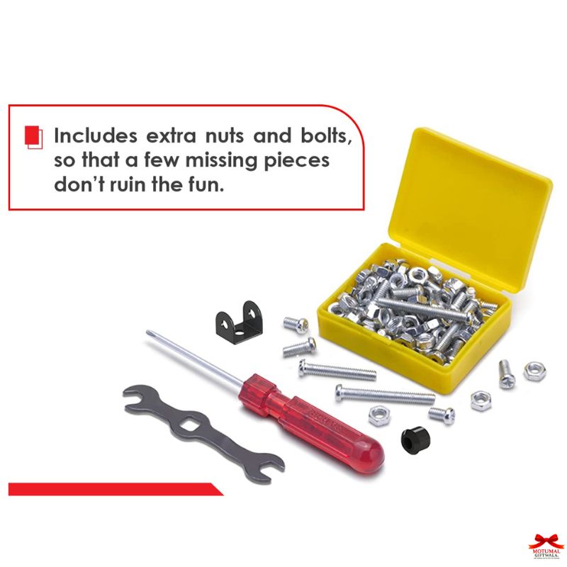Yellow toolbox with screws, nuts, and tools on a white background
