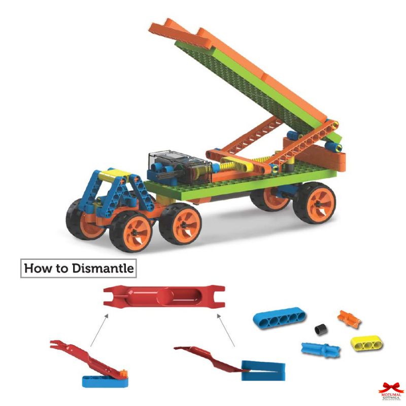 Colorful toy construction set with dismantling components on a white background