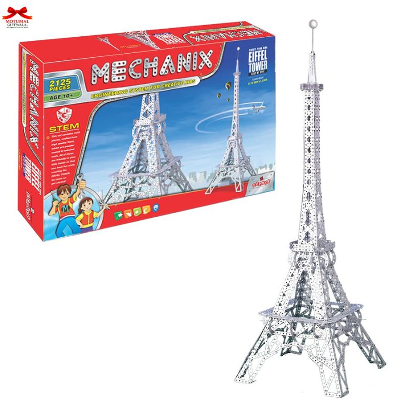 Mechanix Eiffel Tower model kit with packaging on a white background
