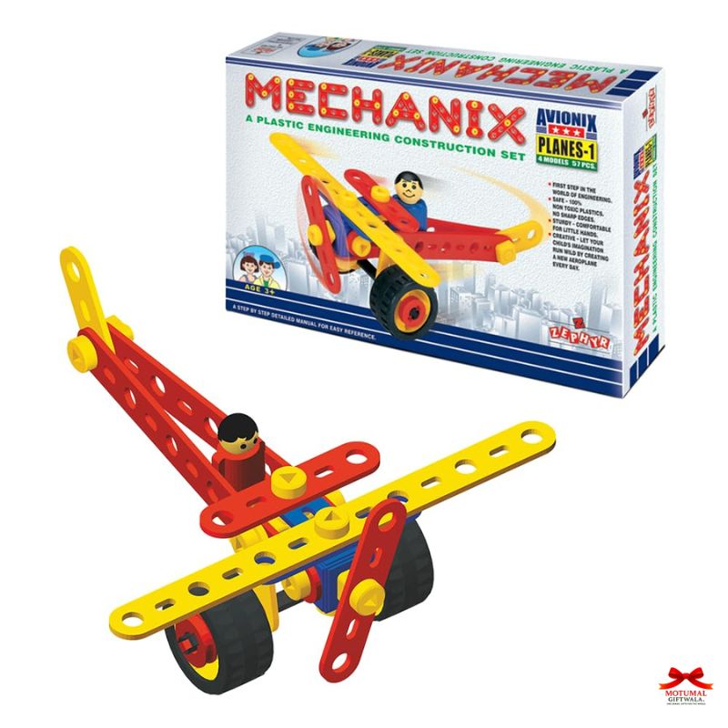 Mechanix Plastic Planes-1 Engineering Construction Set – 57 Pieces STEM Building Toy for Kids 3–8 Years