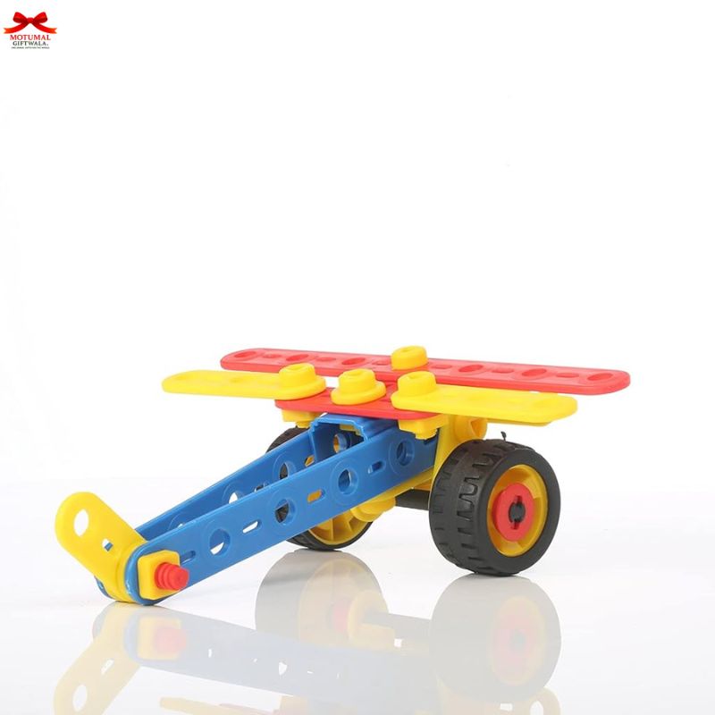 Colorful toy airplane model on a white background