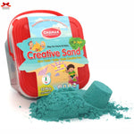 Red container of Chanak Creative Sand with blue sand on a white background
