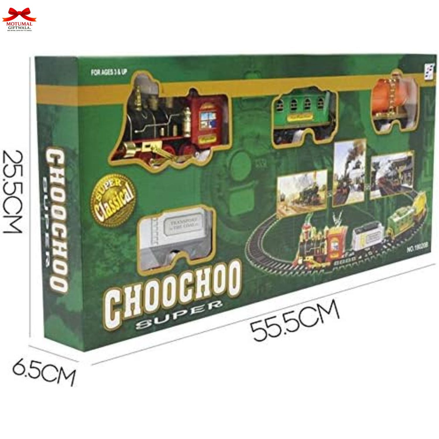 Kids Fest Choochoo Super Classical Toy Train – Battery Operated, Emits Real Smoke with Light & Sound Track Set for Kids 4+