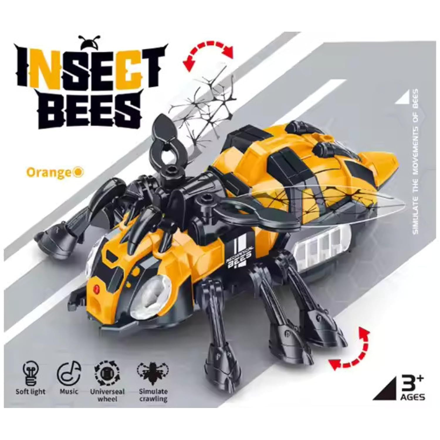 Insect Bees toy showing soft light, music, universal wheels and simulated crawling for kids - Motumal Giftwala.