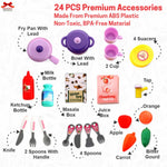 24-piece premium accessories set with colorful items and labels on a white background