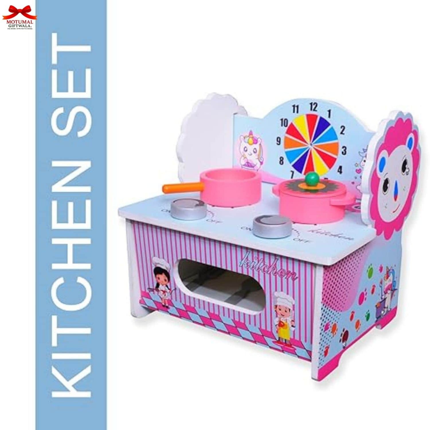 My First Kitchen Set with Apron & Chef Cap by Simarr – Compact Wooden Cooking Toy