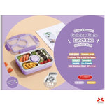 Purple lunch box with compartments on a purple background