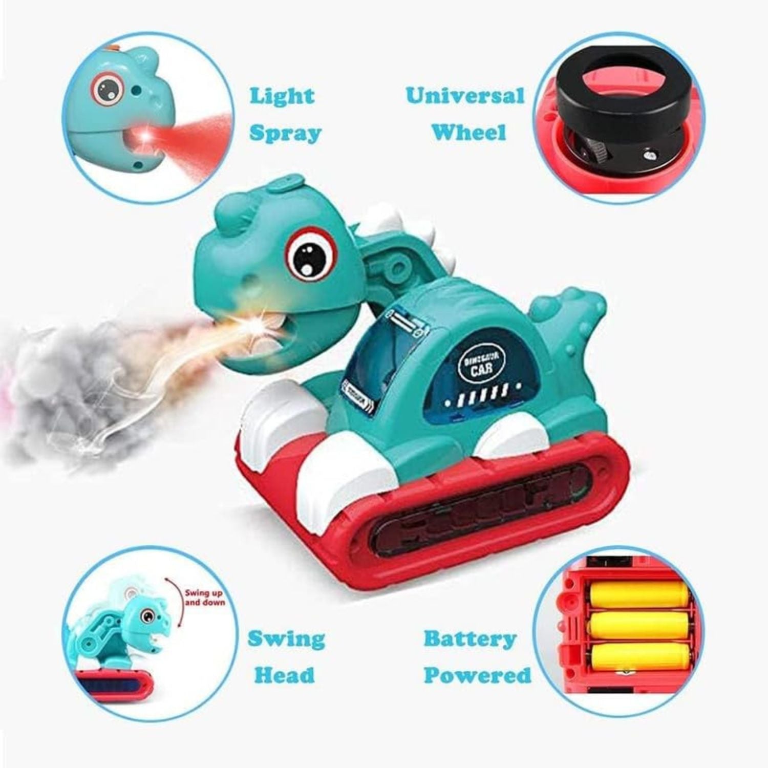 Toy dinosaur with features highlighted on a white background