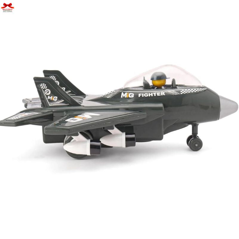 Toy fighter jet model on a white background
