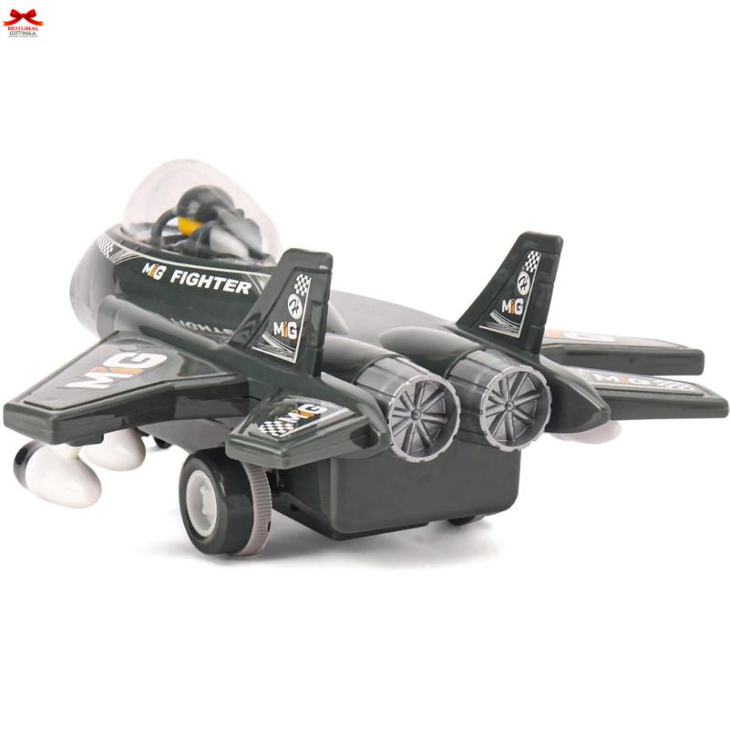 Toy fighter jet model on a white background