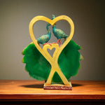 Back view of heart shaped romantic peacock showpiece"