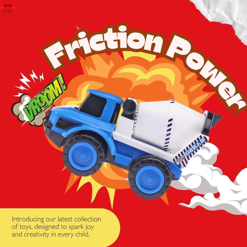 Toys Treasure Rambo Cement Mixer Truck – Big Size Friction Powered Construction Toy