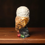 Back image of resin owl showpiece showing detailed feathers