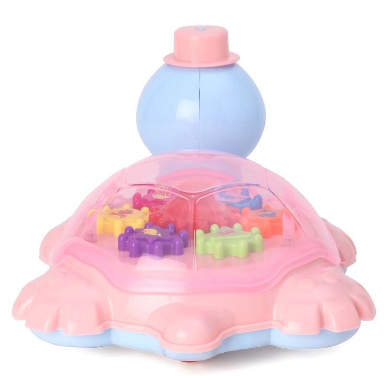 Toy turtle with colorful cars inside on a white background