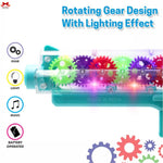 Toy gun with rotating gears and lighting effect, made in India