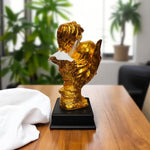 Golden textured hair from back view – handcrafted polyresin statue