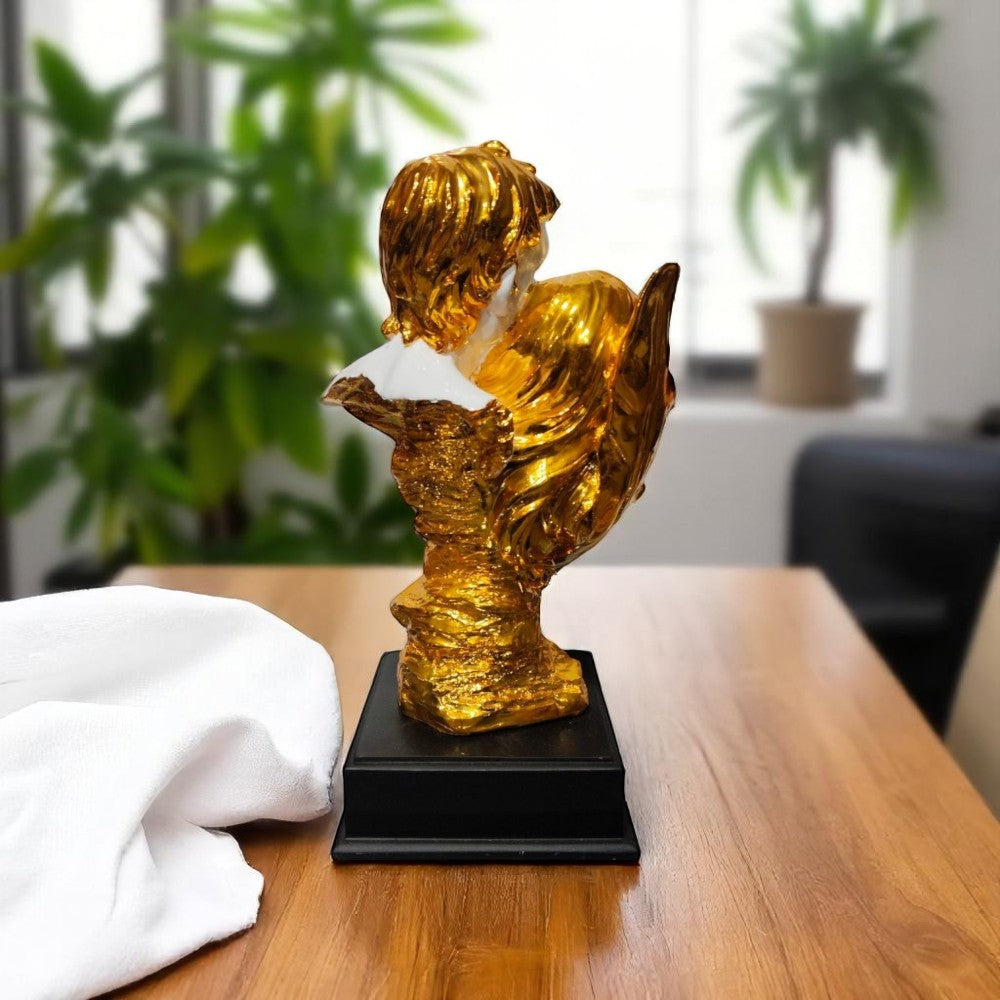 Golden textured hair from back view – handcrafted polyresin statue