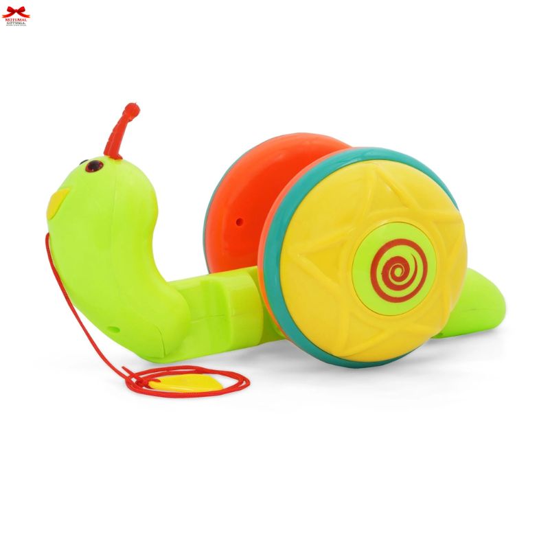Colorful toy snail on a white background