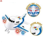 Toy airplane with lights and sounds on a white background
