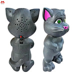 Gray cat-shaped toy with pink inner ear on a white background