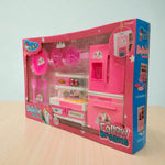 Angled view of Unicorn Kitchen Set toy box highlighting the pink kitchen playset with utensils and colorful labels.