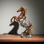 Antique Horse Statue with gold mane – side view