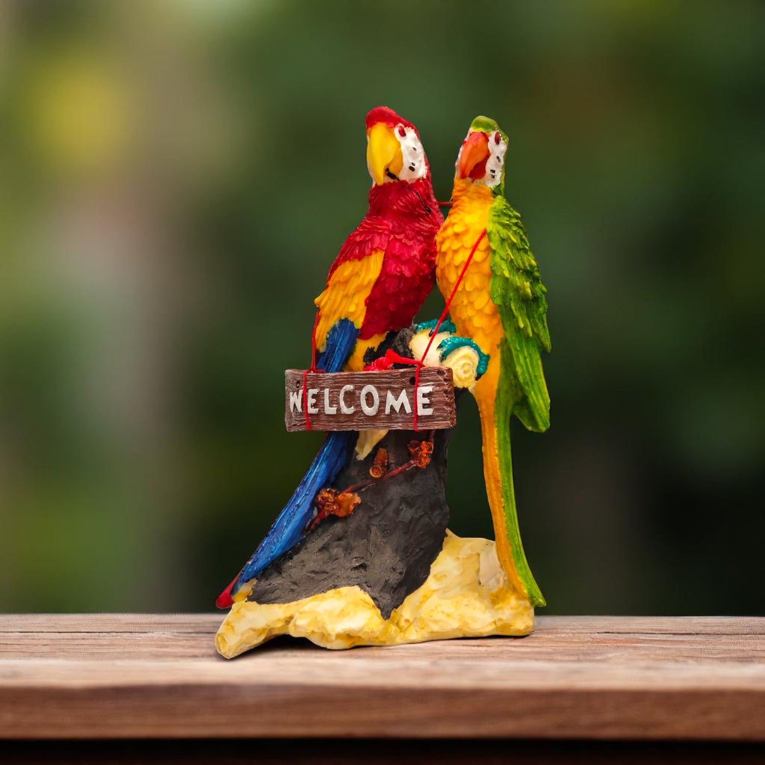 Front view of colorful parrot welcome showpiece by Motumal Giftwala – Ranchi