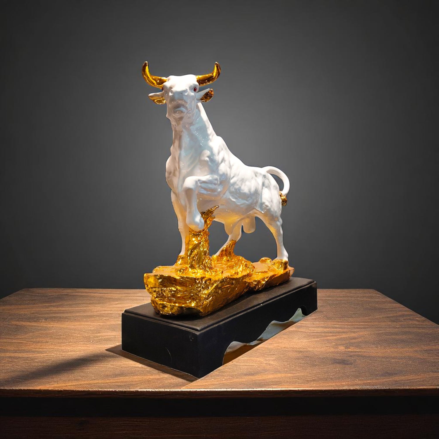 Side view of bull idol symbolizing strength and energy