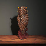 Back view showing realistic feather texture of owl showpiece