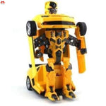 Yellow robot toy on a white background