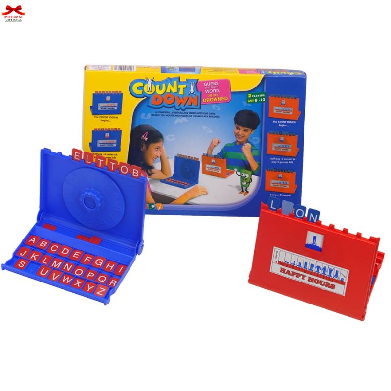 Educational toy set with blue and red components and packaging on a white background