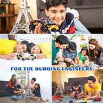 Collage of children playing with toy trains and models, with text 'For the Budding Engineers'.