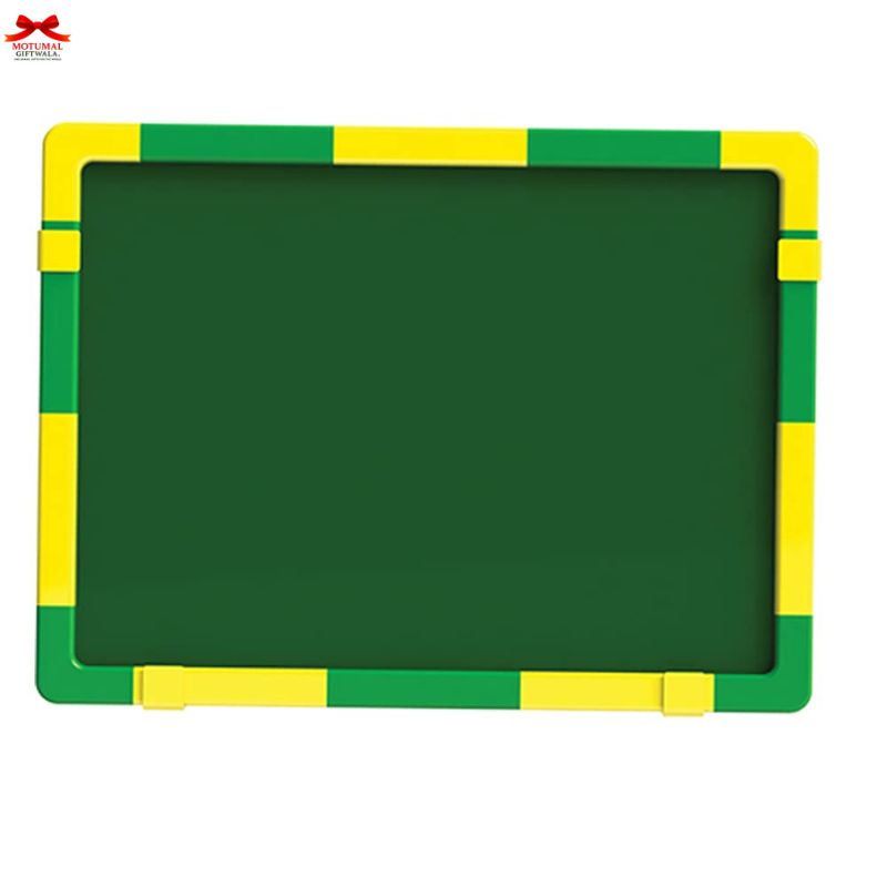 Green chalkboard with green and yellow border on a white background